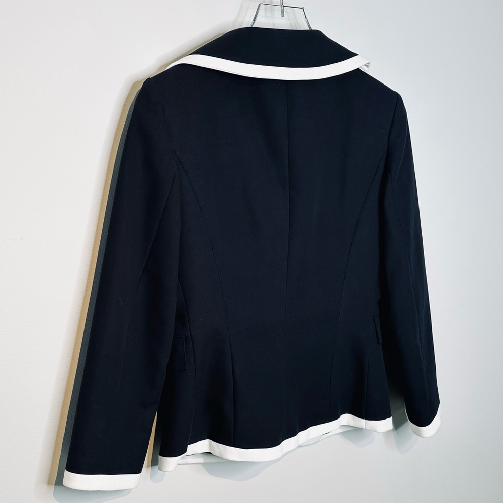 Michael Kors Double Crepe Black Blazer Jacket with White Trim Size 8 - Picture 5 of 10